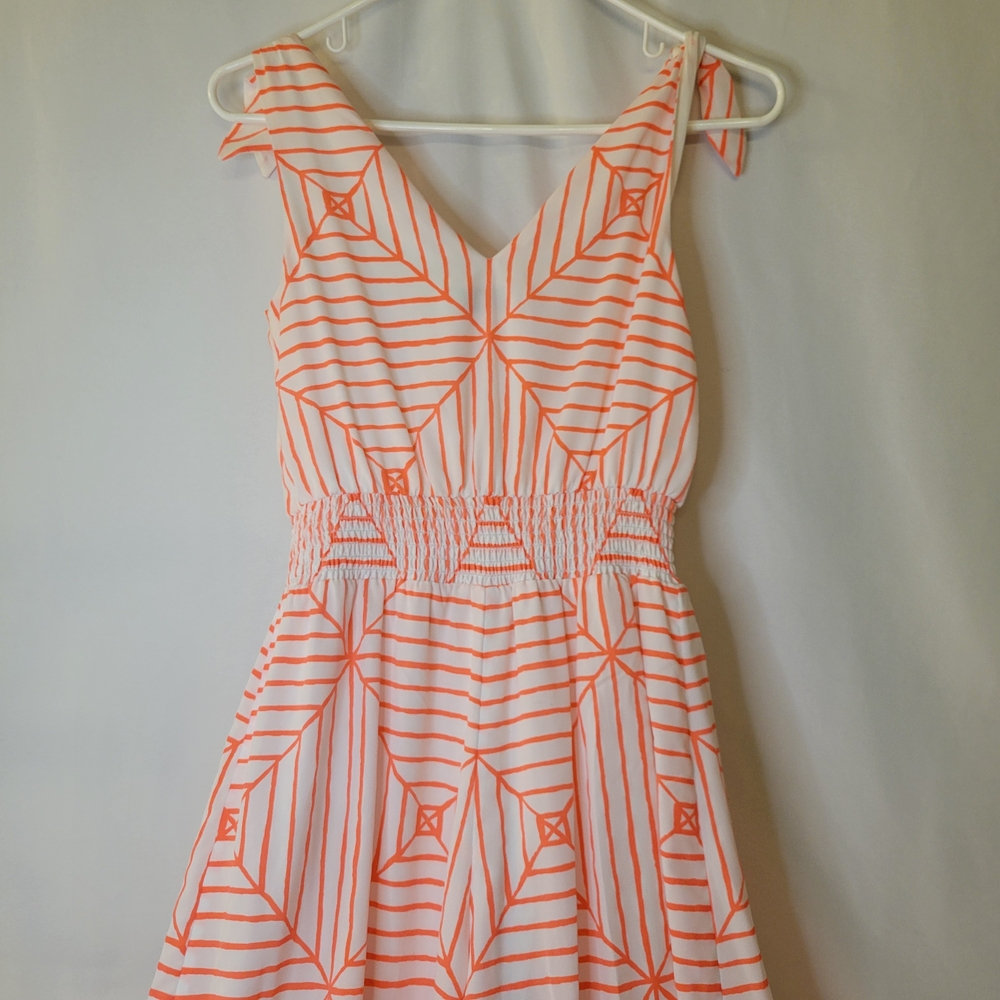 Vineyard Vines Canopy Geo Jumpsuit White Orange - Picture 5 of 5